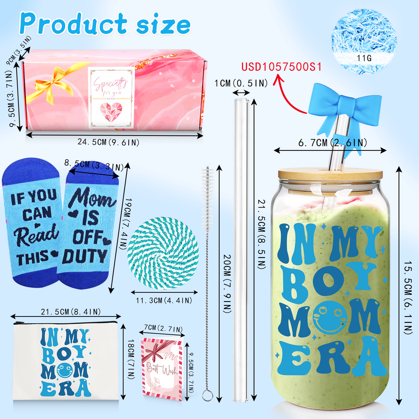 Mother's Day Gift - Coffee Glass Cups 18 Oz, Gifts for Mom to be - Birthday, Spring Gift for Pregnant Mom, Expecting Mom, Baby Mommy In My Boy Mom Era