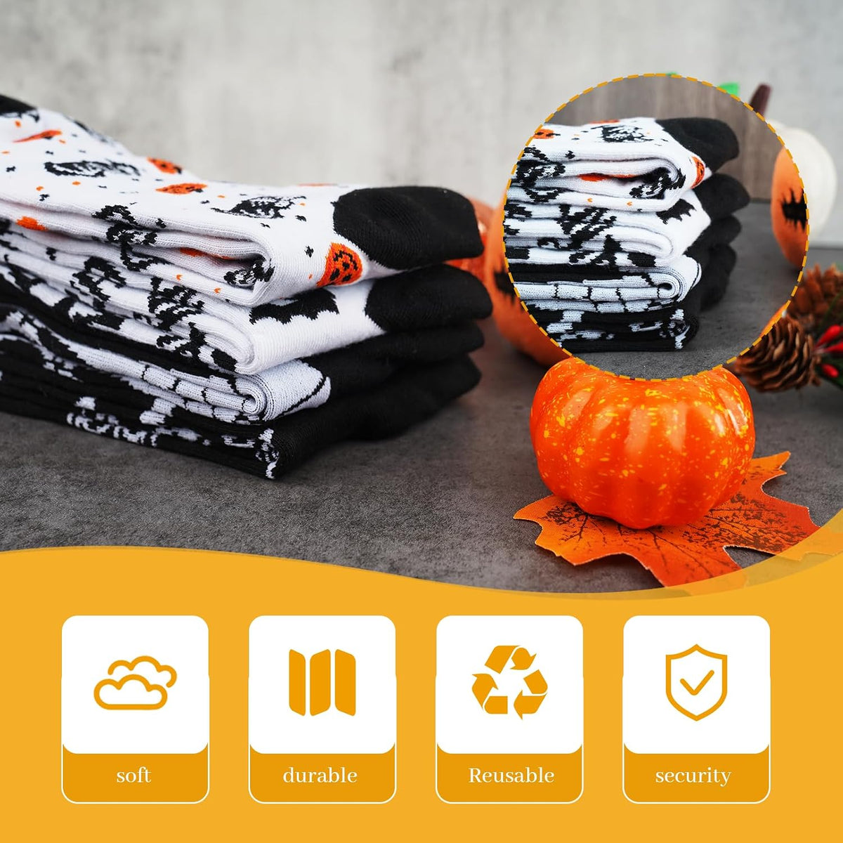 Black and White Halloween Novelty Socks - 4 Pairs - product image 7