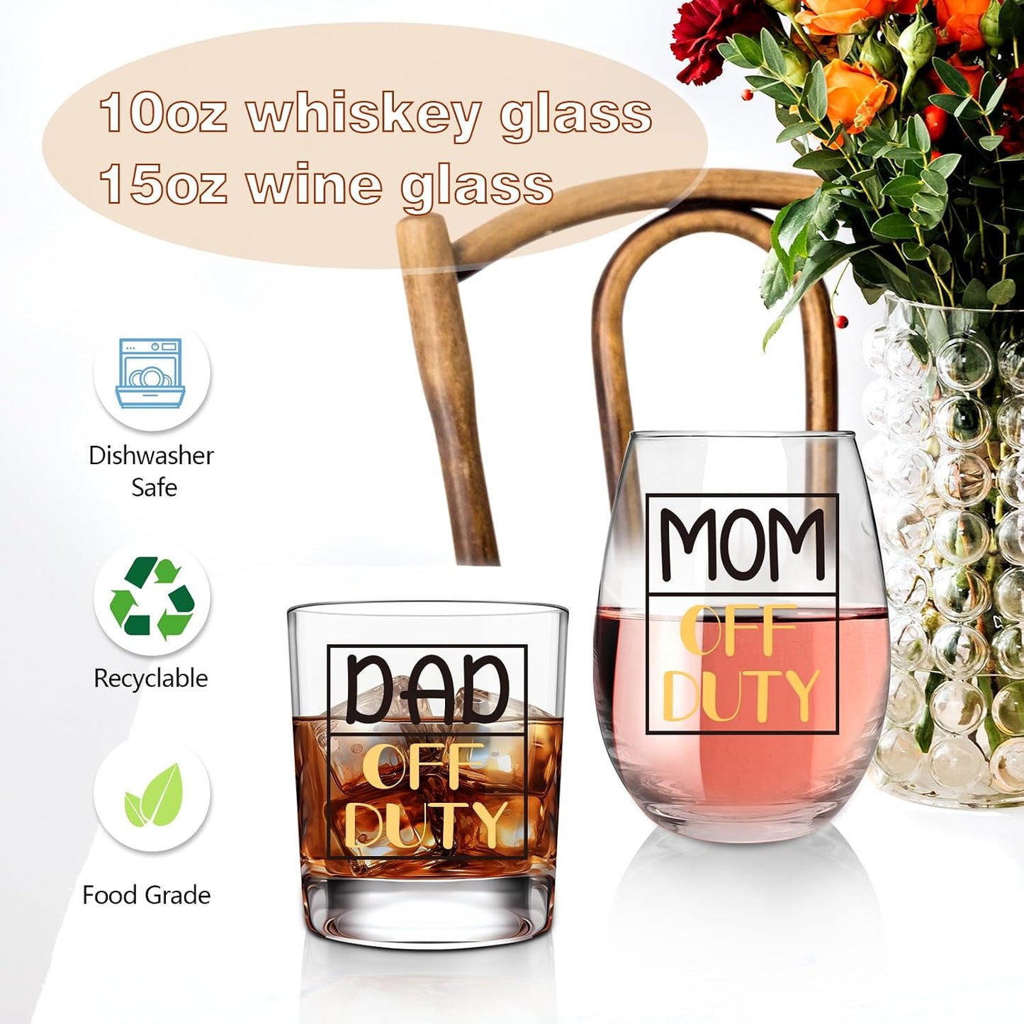 B0CLGQKR72|Mom & Dad Off Duty wine and whiskey glass gift set|image-3