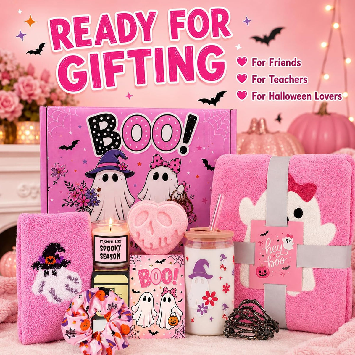 Pink Halloween Boo Basket Gift Set with Blanket - product image 8