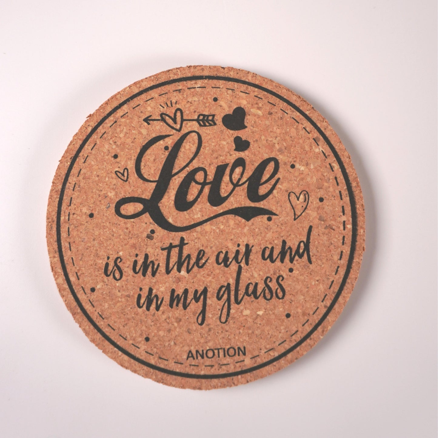 【Unique Design·Romantic Atmosphere】Love-Filled Cork Coaster - Stylish Round, Creative Heart Decorations, Aesthetic & Practical, Tabletop Protection Tool, set of 6