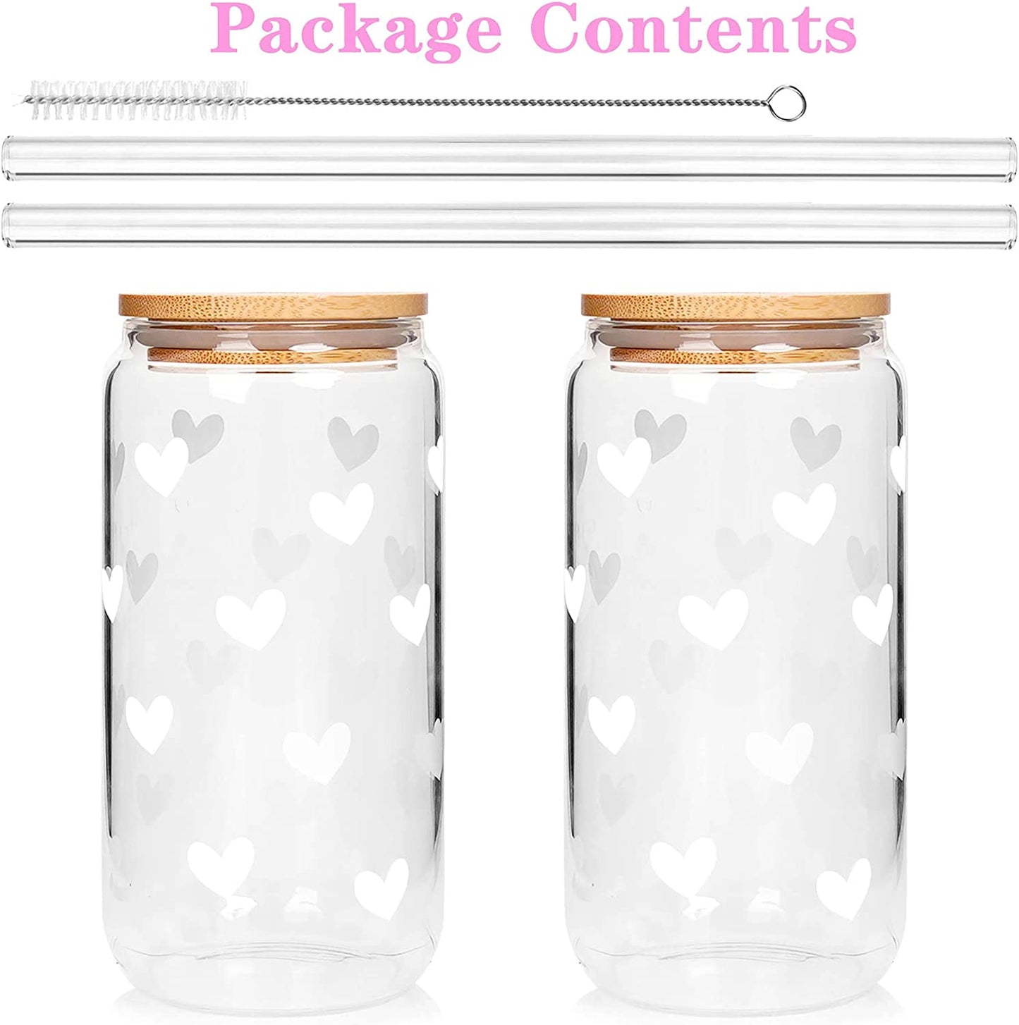 Hearts Can Glass 20 OZ -White