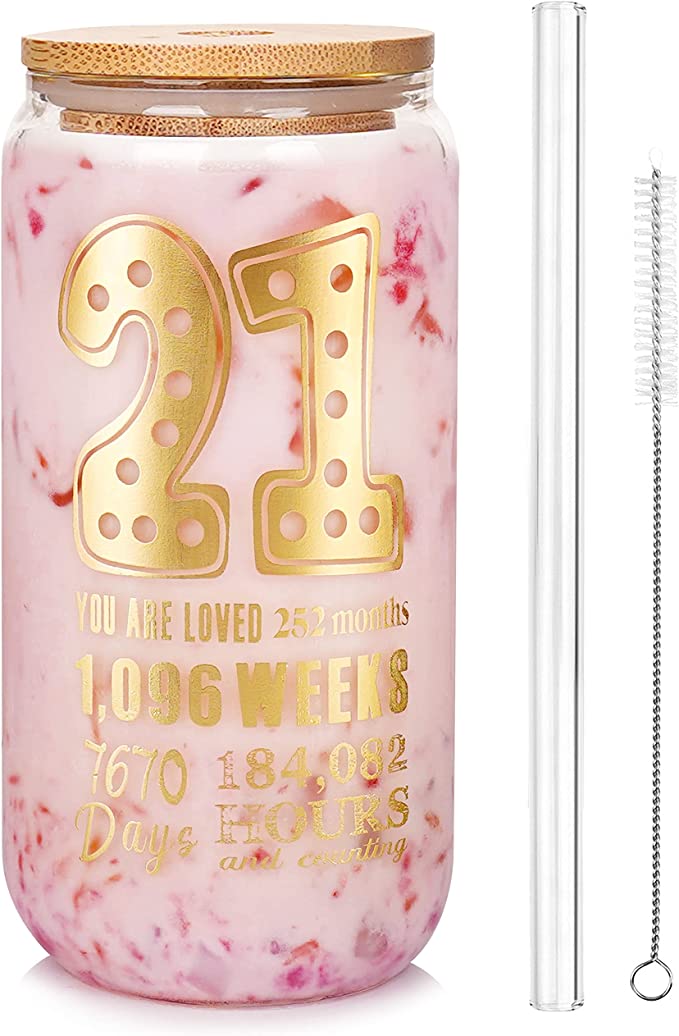 Happy 21st Birthday Glass Cup for Her and Him