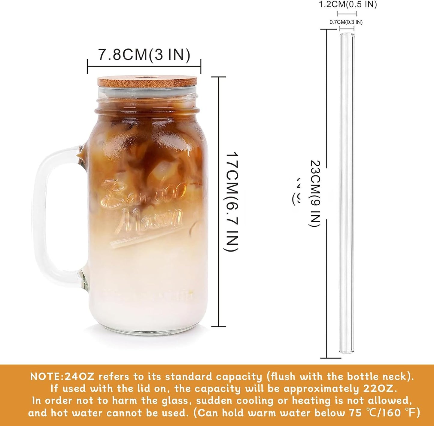 24oz Mason Jar with Handle - 24 oz product image 2