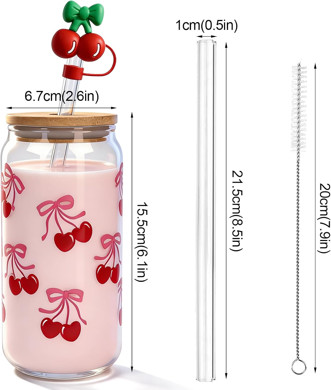B0D4V3Z6XK|Cherry Bows 18 oz glass cup 2 pack|image-2