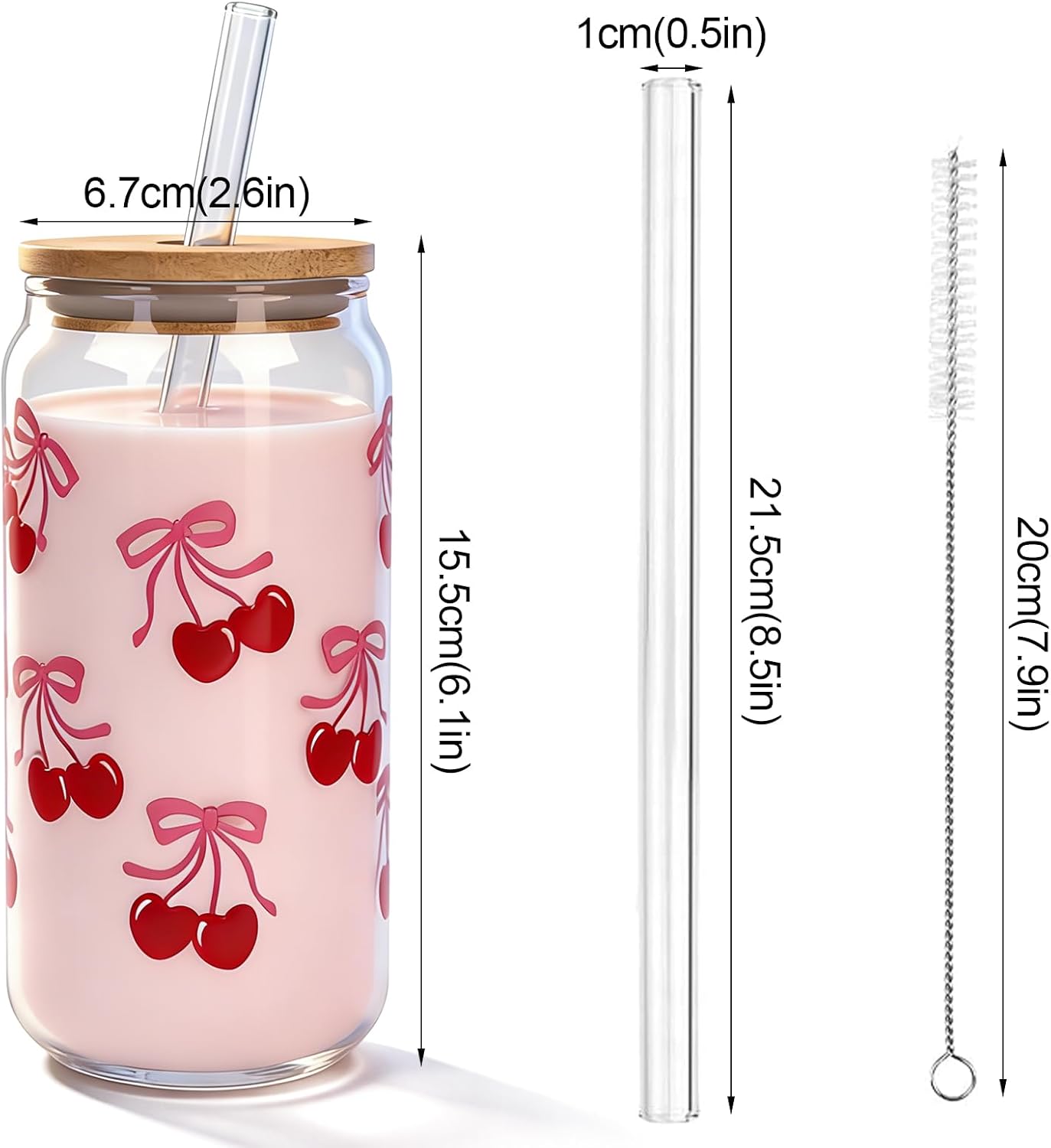 B0D4V57CZ6|Cherry Bows 18 oz glass cup 4 pack|image-2