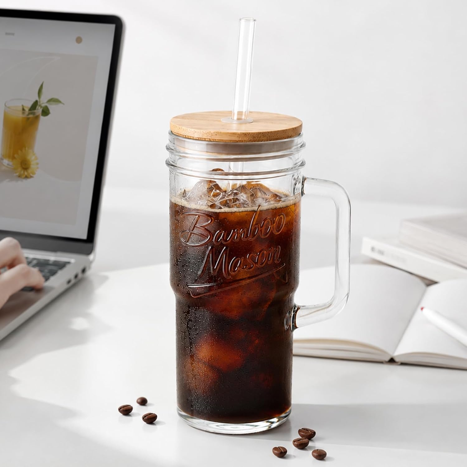 Bamboo Mason Jar with Handle - 24 oz product image 7