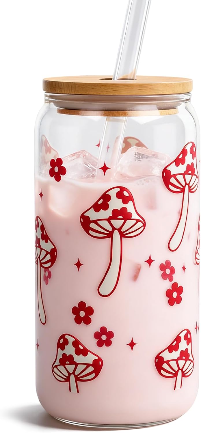 B0DT445PZK|Mushroom 18 oz glass cup Single|image-1