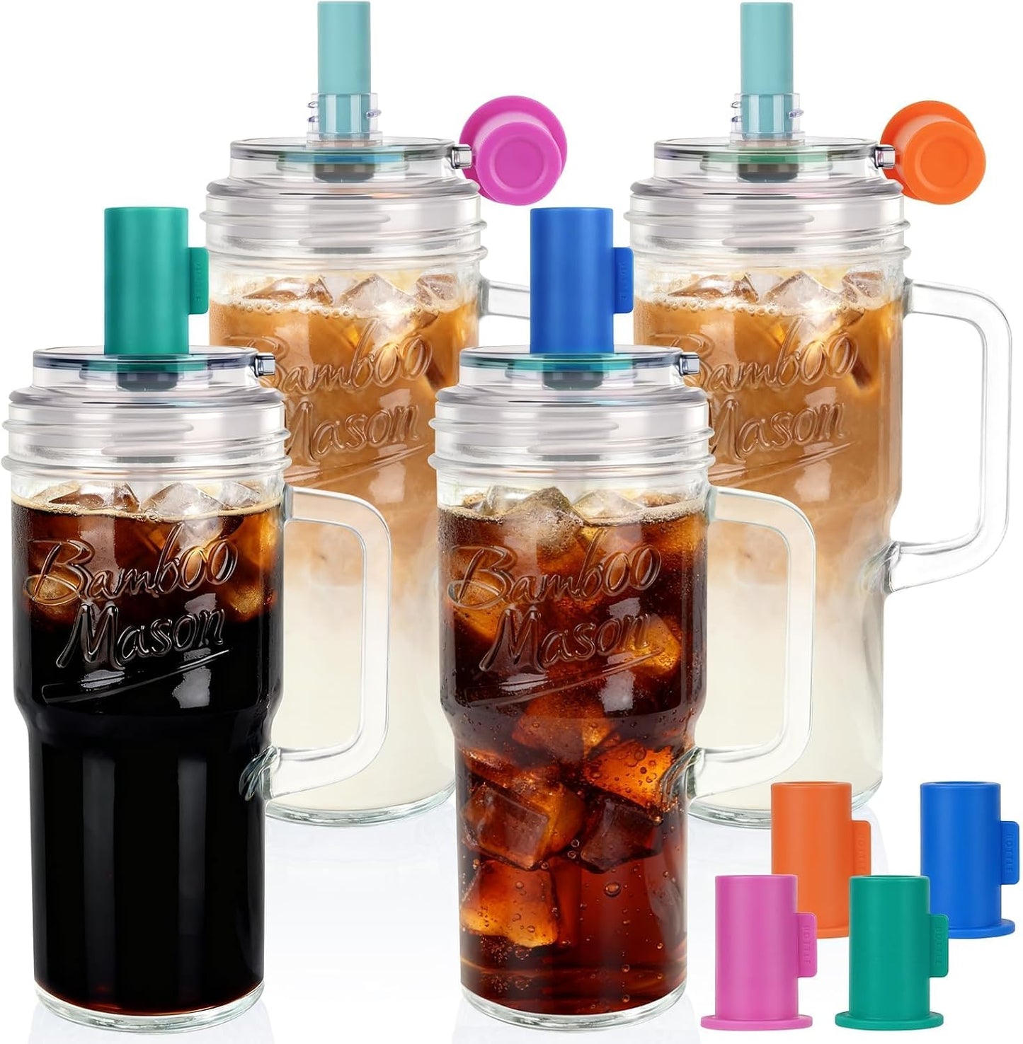 Leakproof Bamboo Mason Jar with Handle - 24 oz product image 8