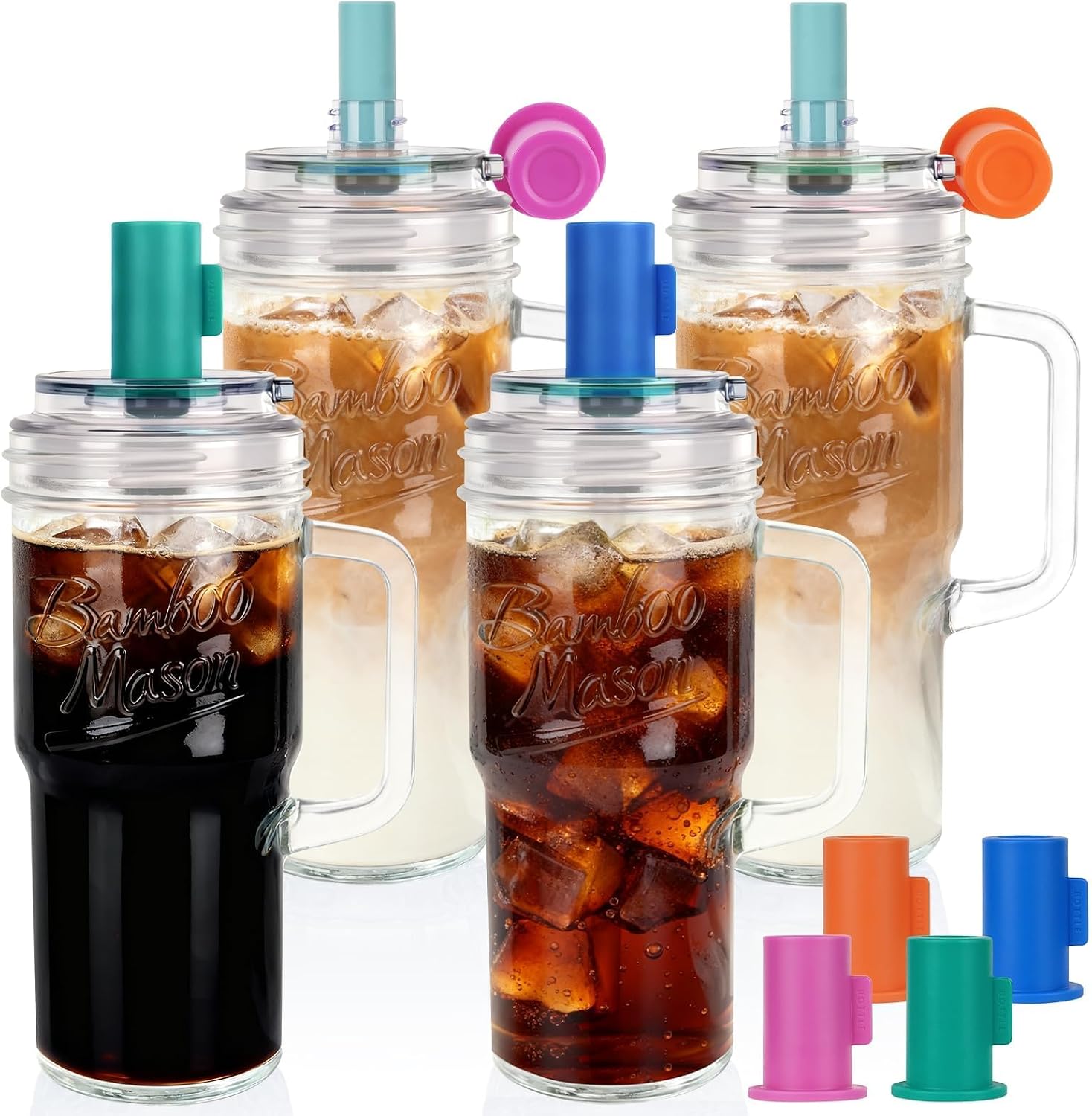 Leakproof Bamboo Mason Jar with Handle - 24 oz product image 8