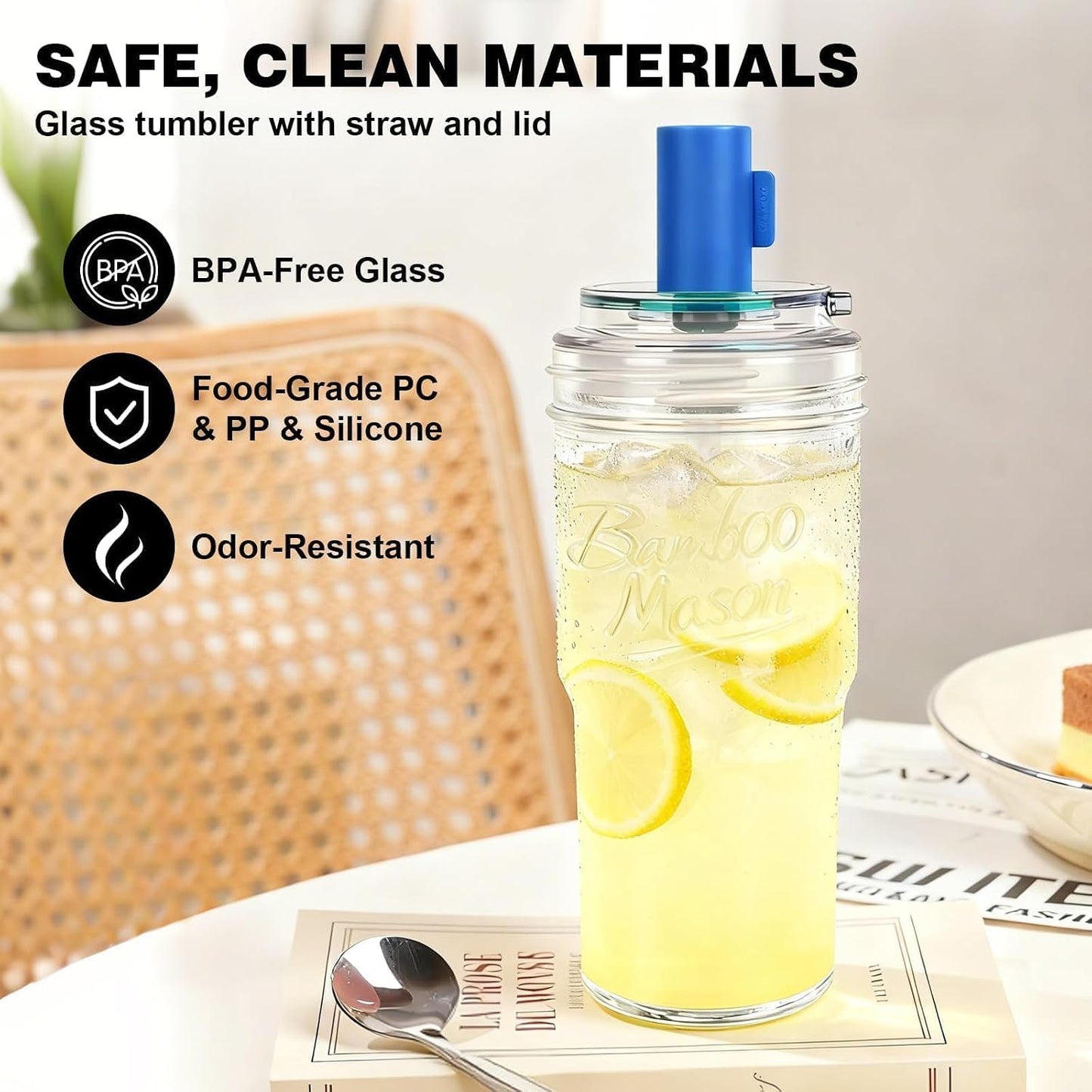 Leakproof Bamboo Mason Jar - 22 oz product image 4