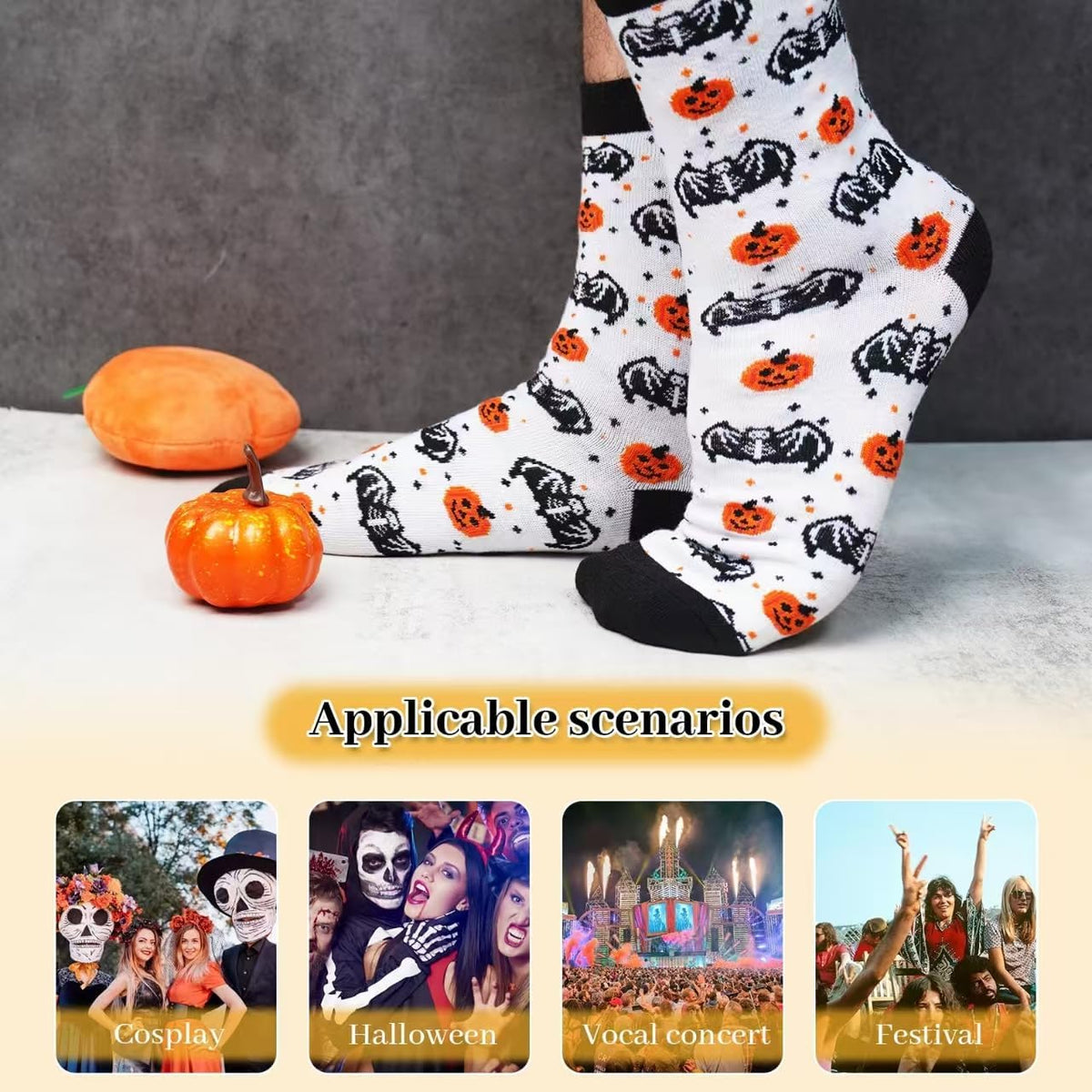Black and White Halloween Novelty Socks - 4 Pairs - product image 3