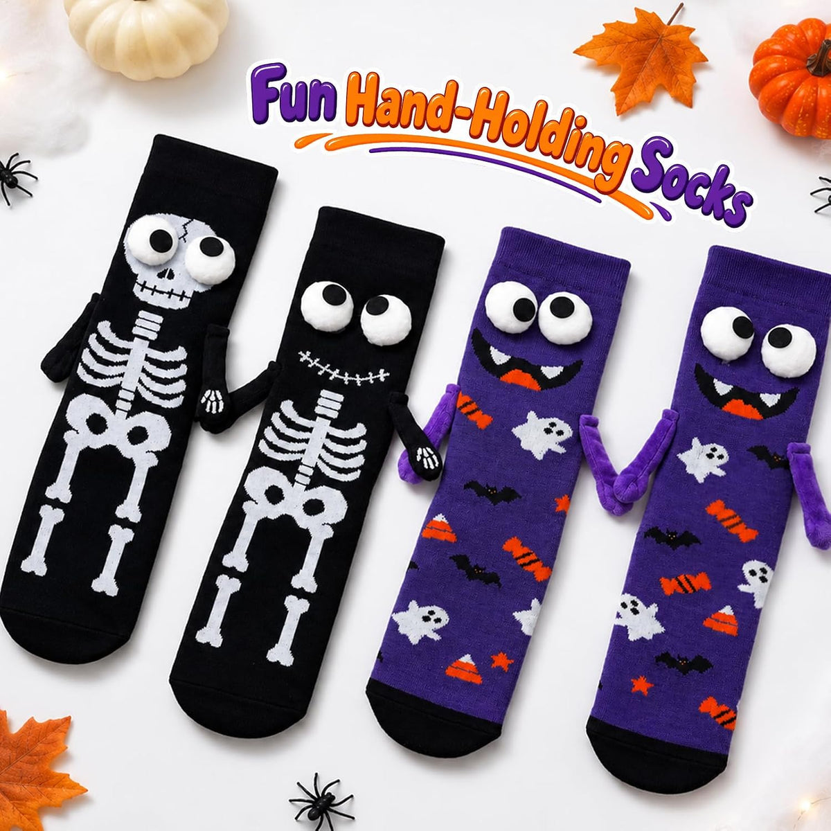 Black and Purple Hand-Holding Halloween Socks - 2 Pairs - product image 8