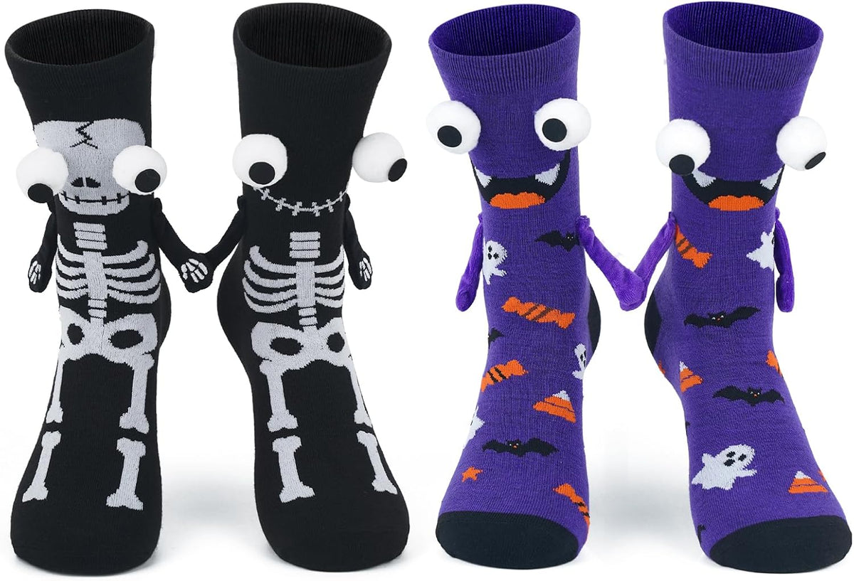 Black and Purple Hand-Holding Halloween Socks - 2 Pairs - product image 1