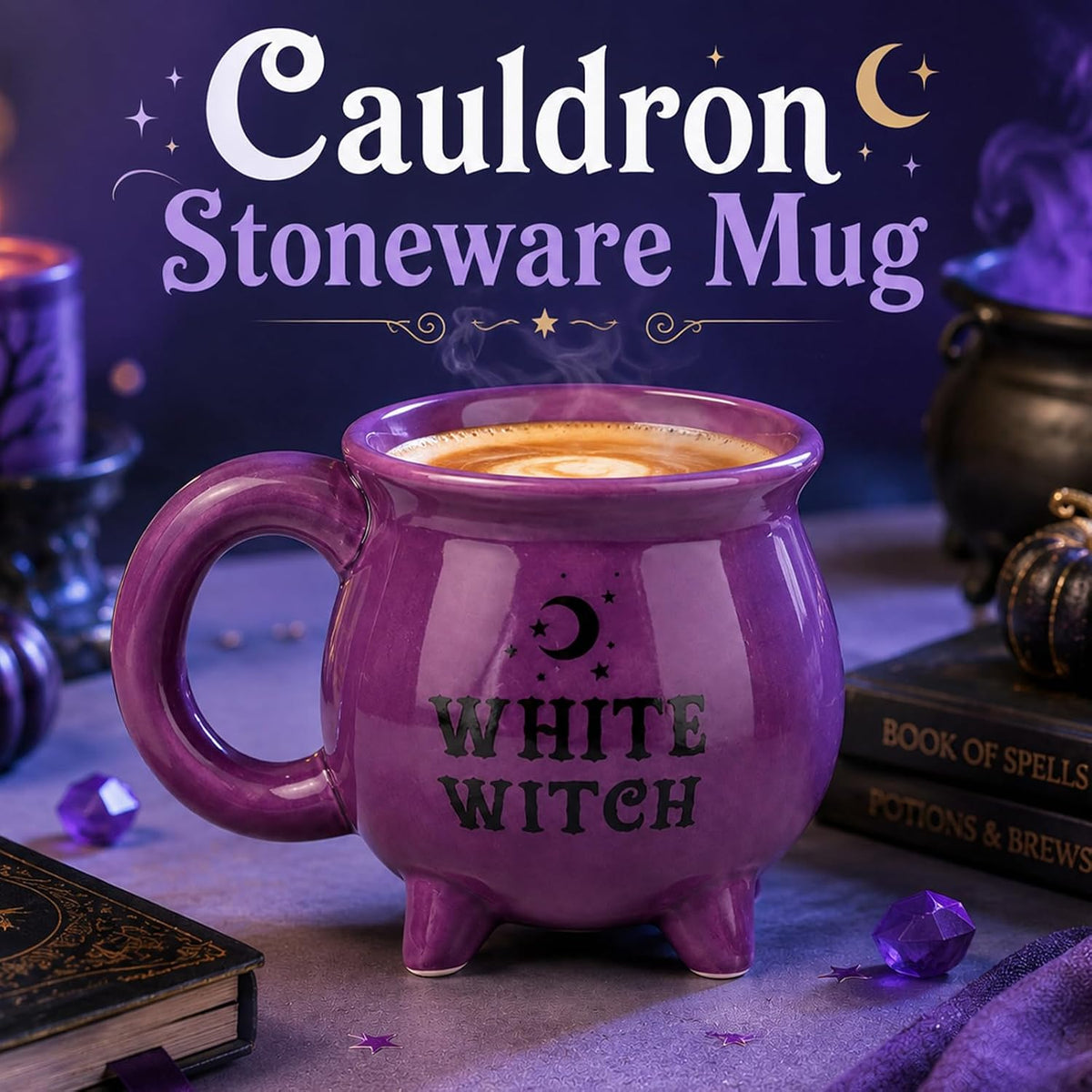 Purple Halloween Boo Basket with Cauldron Mug and Blanket - product image 4