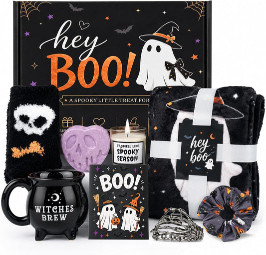 Black Halloween Boo Basket with Cauldron Mug and Blanket - product image 1