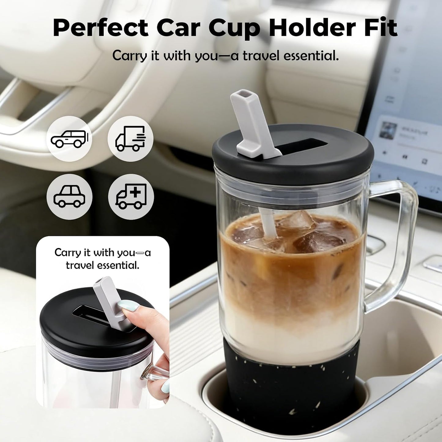 40oz Glass Tumbler with Handle - 40 oz product image 8