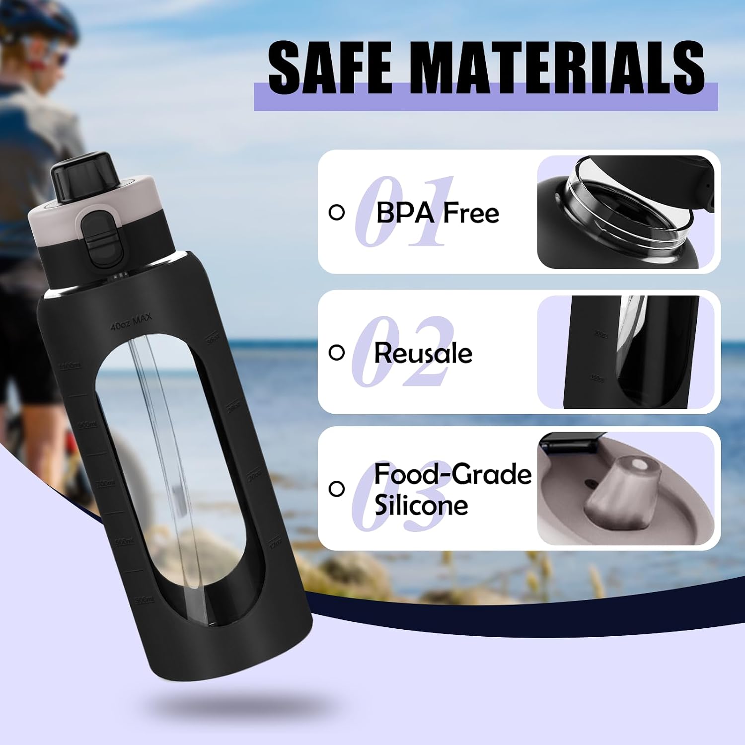 Glass Sports Water Bottle - 40 oz product image 5