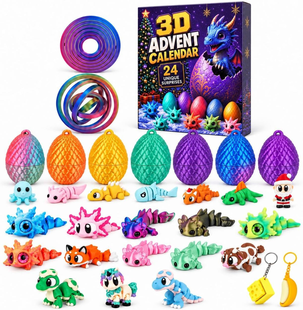 ANOTION 3D Animal and Dragon Advent Calendar - 24 Days - set and countdown packaging