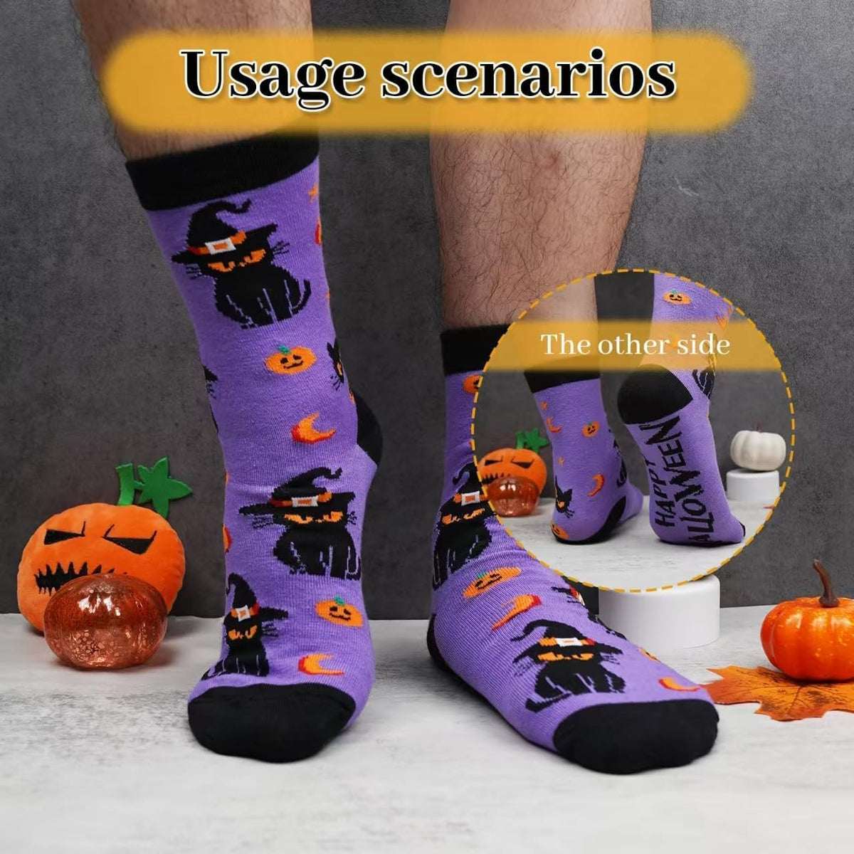 Colorful Halloween Novelty Socks - 4 Pairs - product image 6