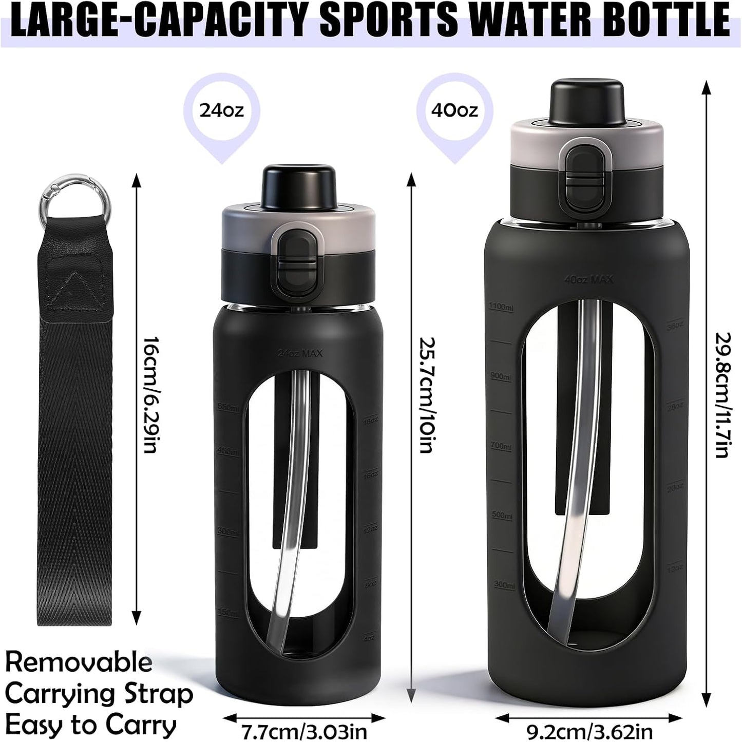 Glass Sports Water Bottle - 40 oz product image 2