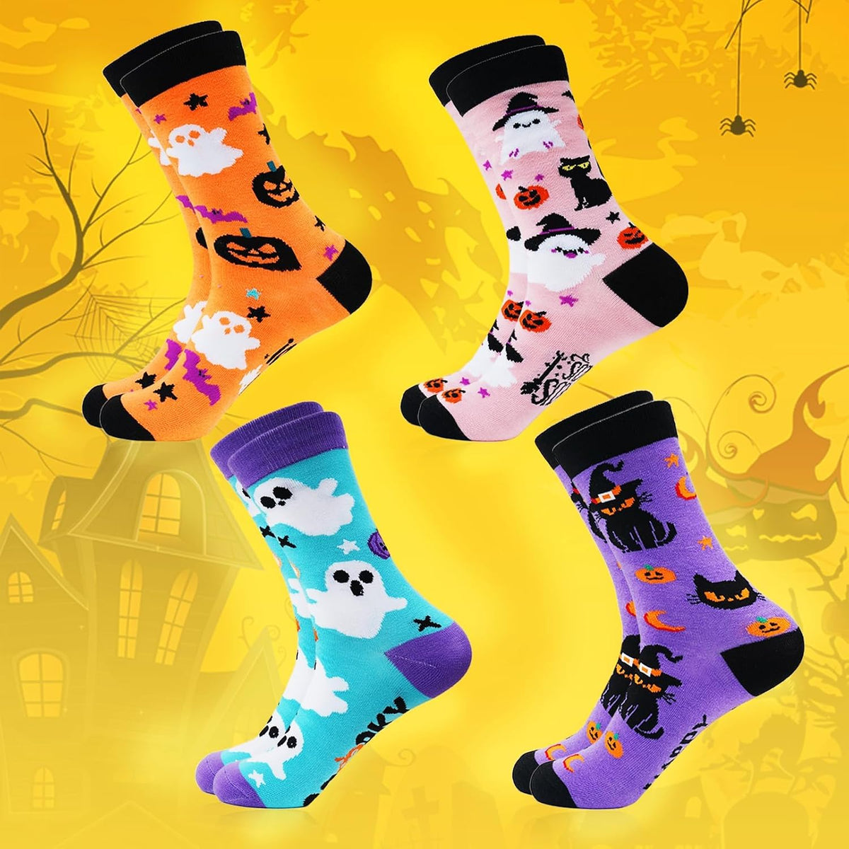 Colorful Halloween Novelty Socks - 4 Pairs - product image 7
