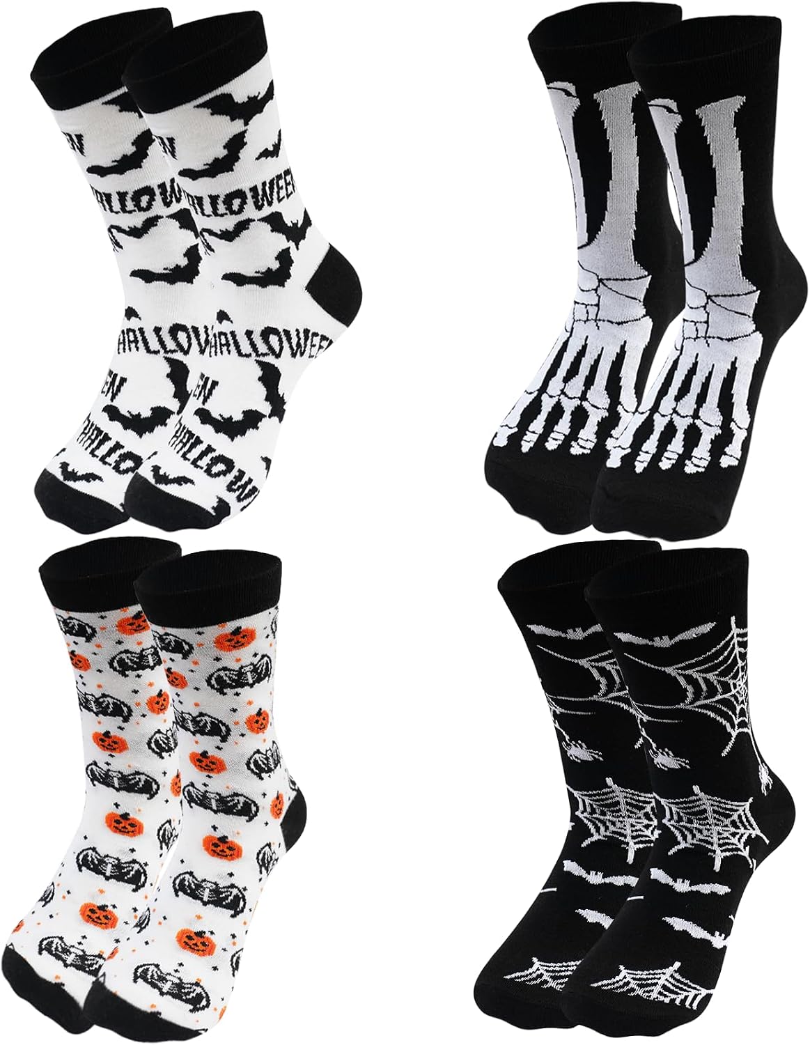 Black and White Halloween Novelty Socks - 4 Pairs - product image 1