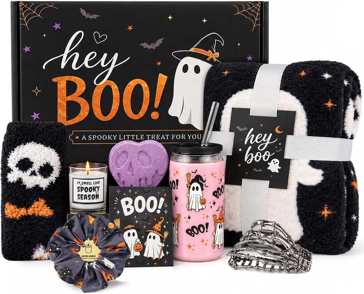 Black Halloween Boo Basket Gift Set with Blanket - product image 1