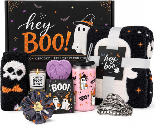 Black Halloween Boo Basket Gift Set with Blanket - product image 1