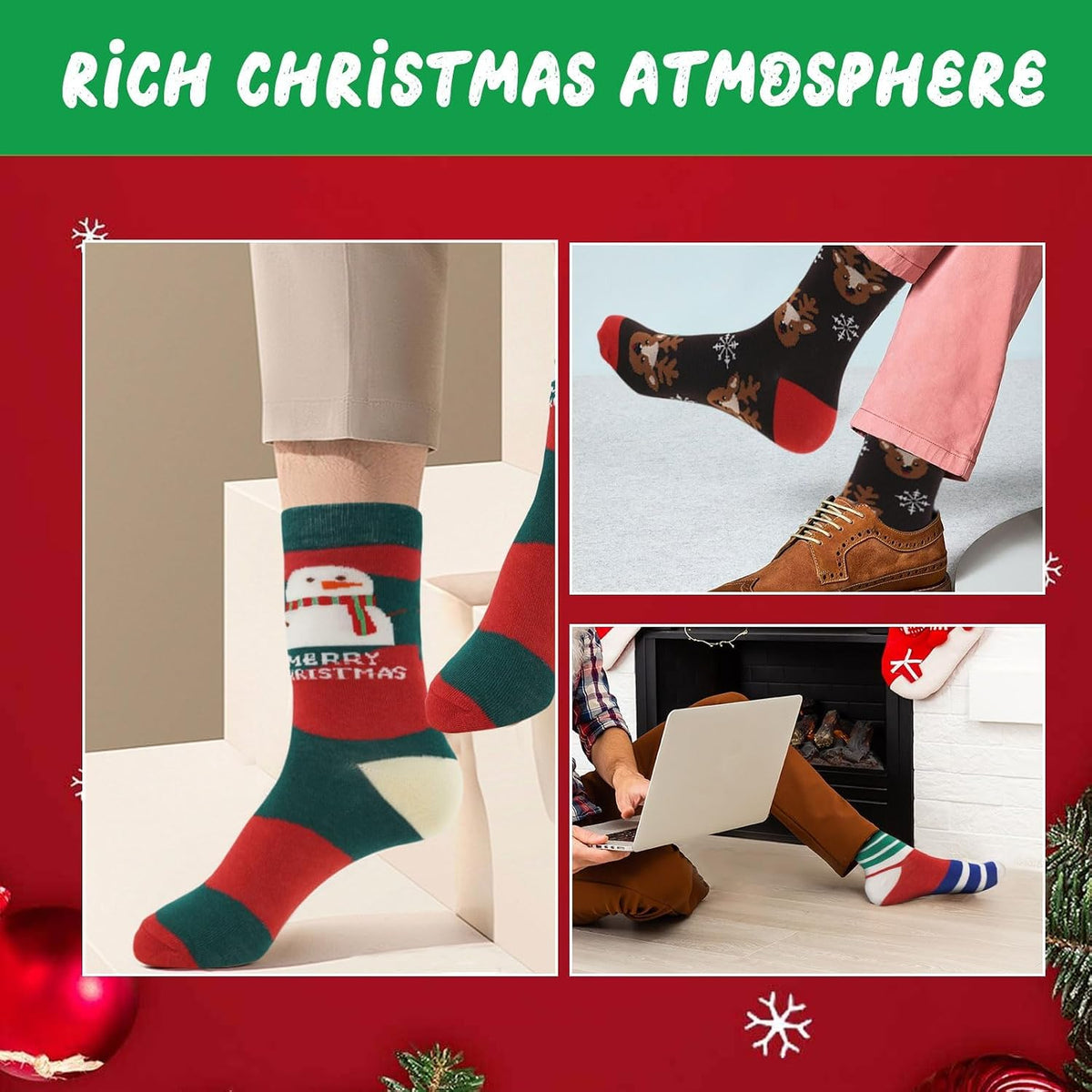 ANOTION Christmas Socks Advent Calendar for Men - 12 Pairs - product view 5