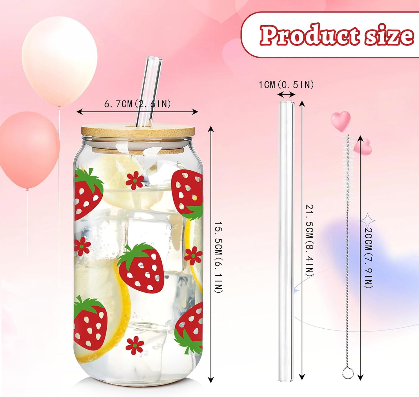 B0DT3WTX9G|Cherry & Strawberry 18 oz glass cup 2 pack|image-2