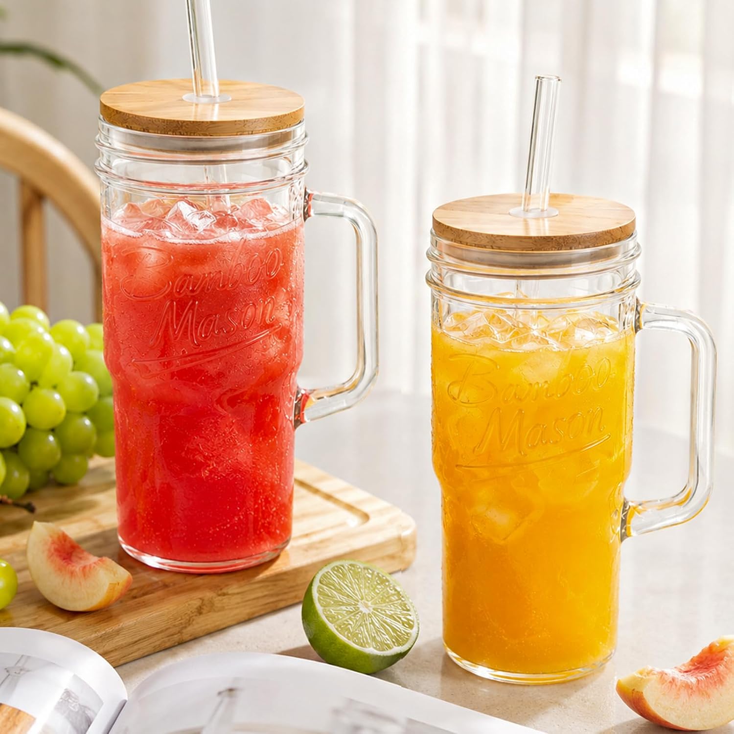 Bamboo Mason Jar with Handle - 24 oz product image 6
