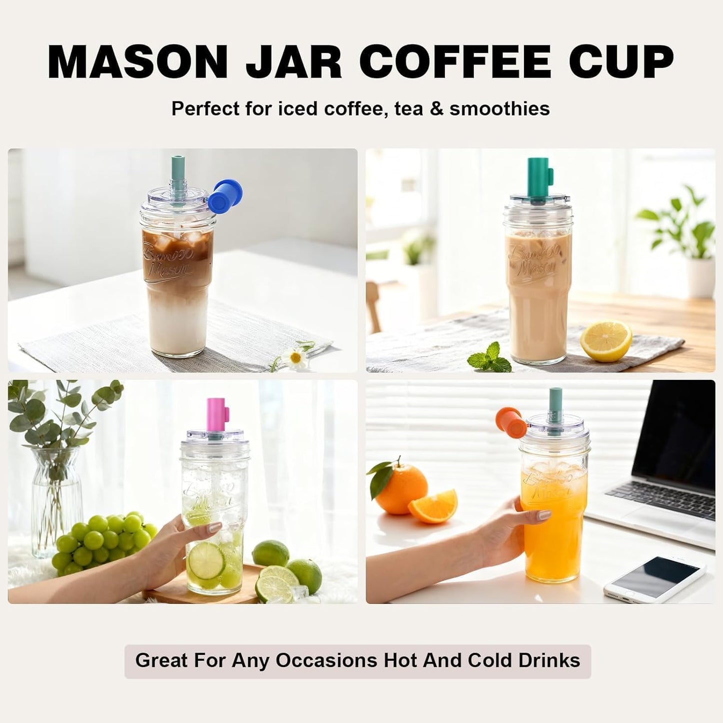 Leakproof Bamboo Mason Jar - 22 oz product image 6