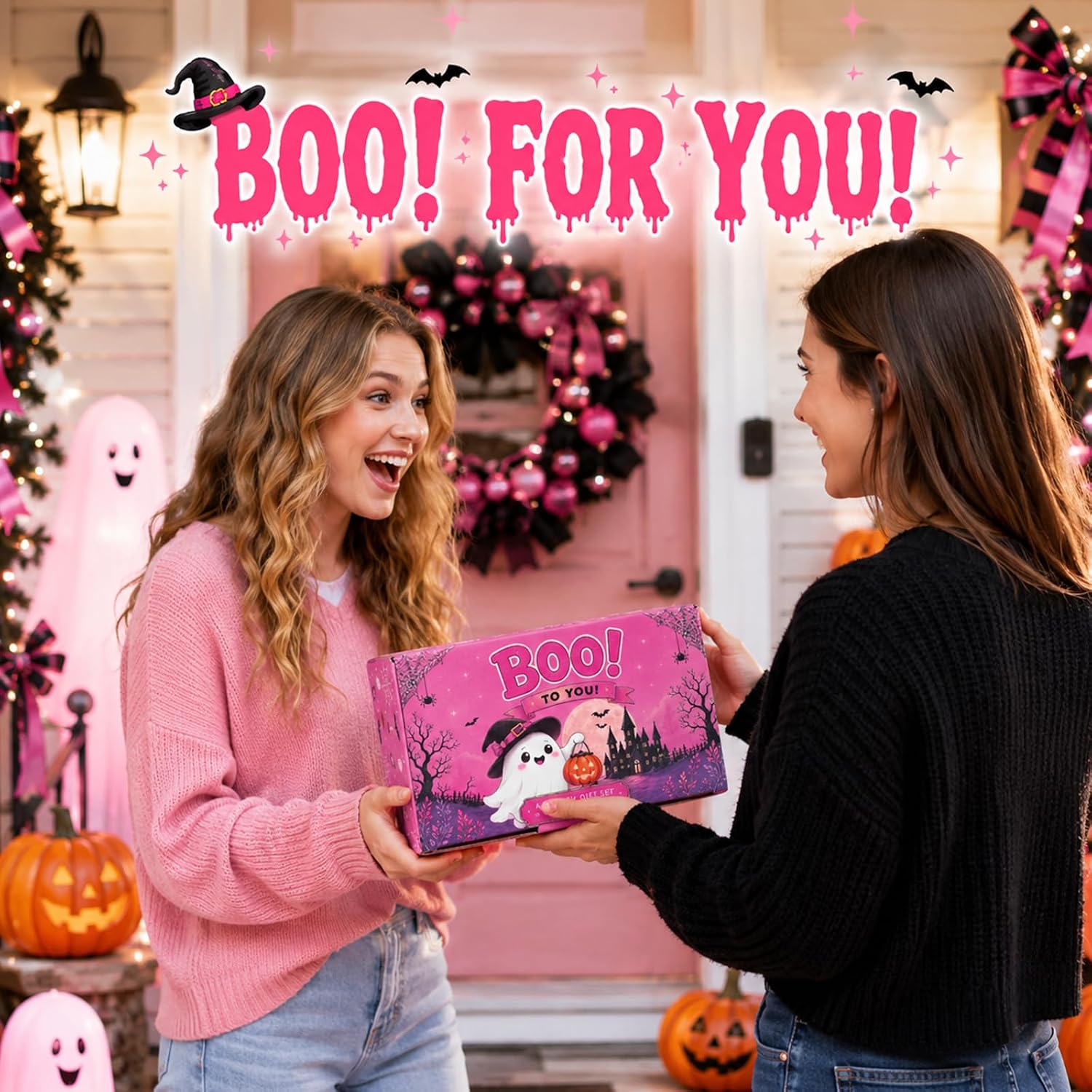 Pink Halloween Boo Basket for Women - 12 Piece - image 8