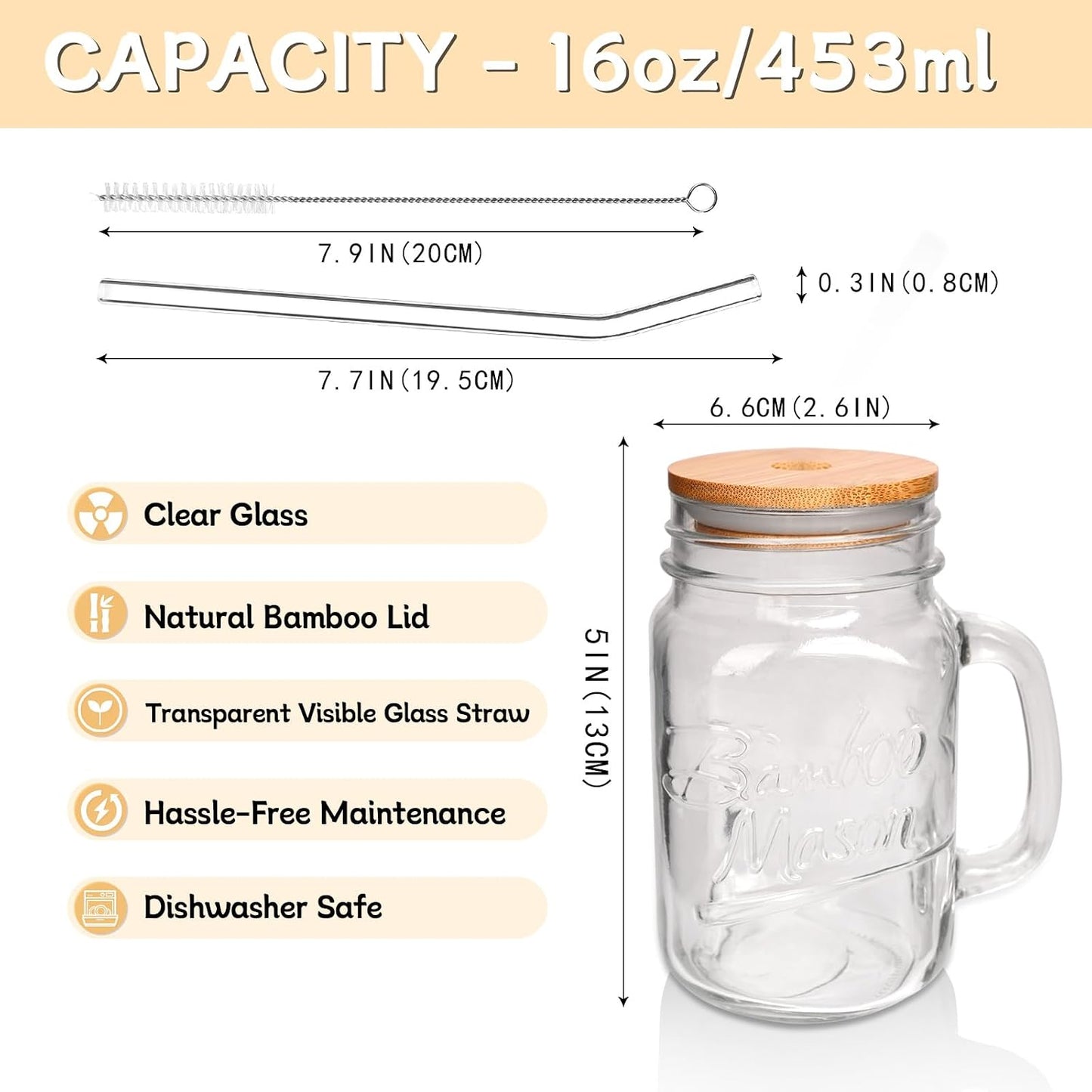 16oz Mason Jar with Handle - 16 oz product image 2