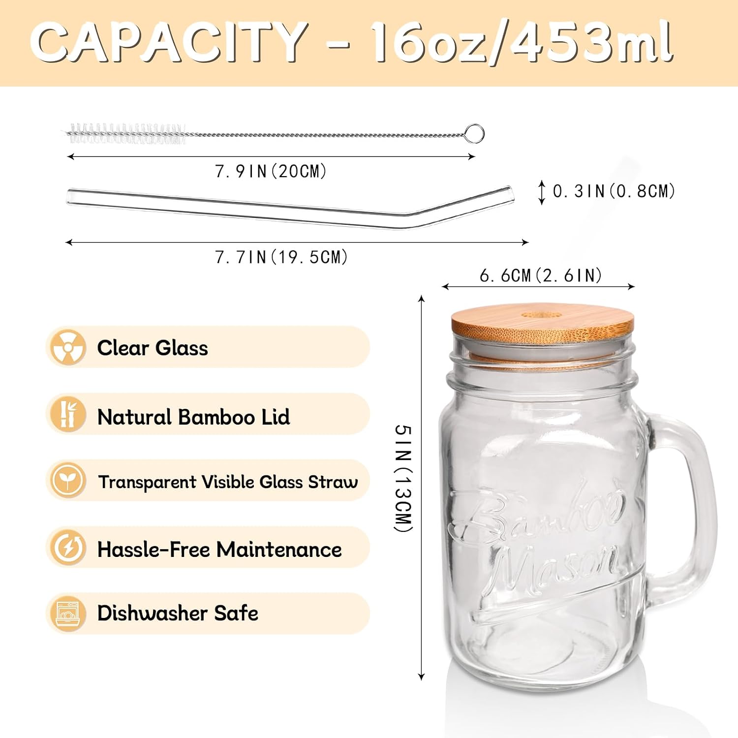 16oz Mason Jar with Handle - 16 oz product image 2