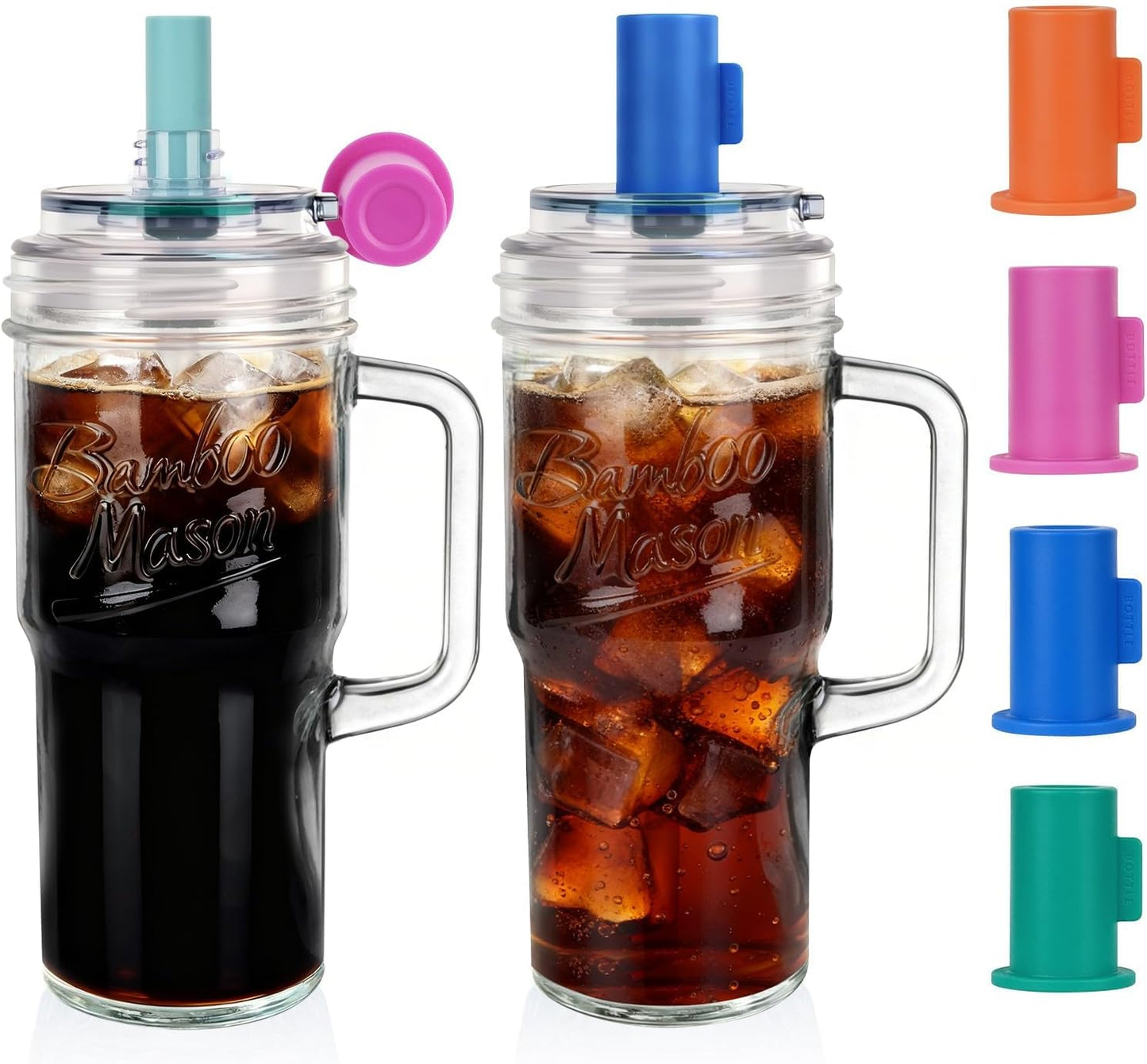 Leakproof Bamboo Mason Jar with Handle - 24 oz product image 1