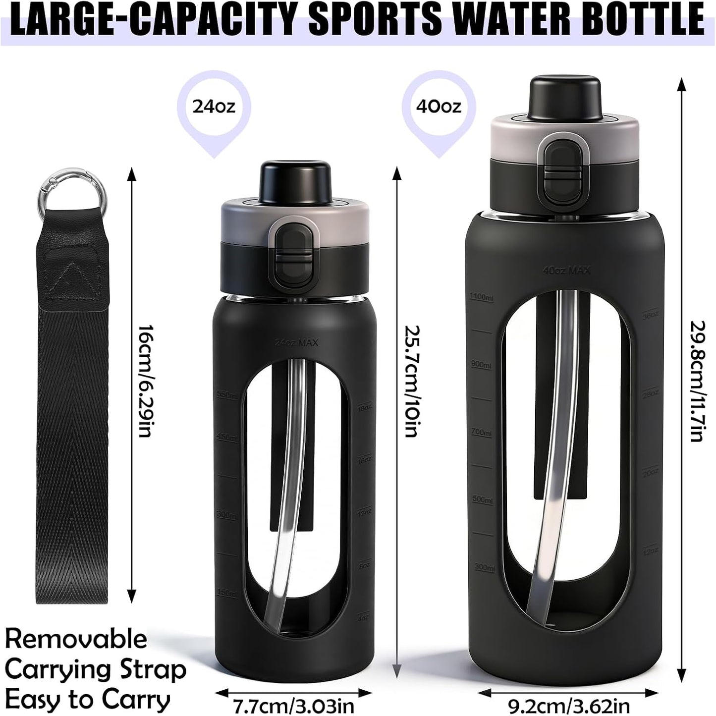 Glass Sports Water Bottle - 24 oz product image 2