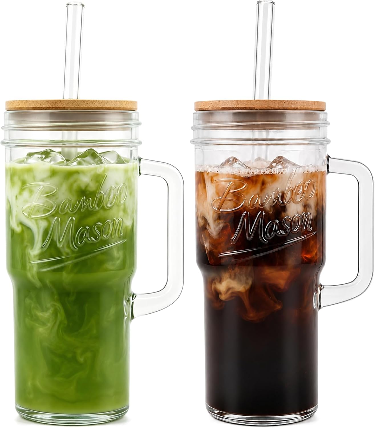 Bamboo Mason Jar with Handle - 24 oz product image 1