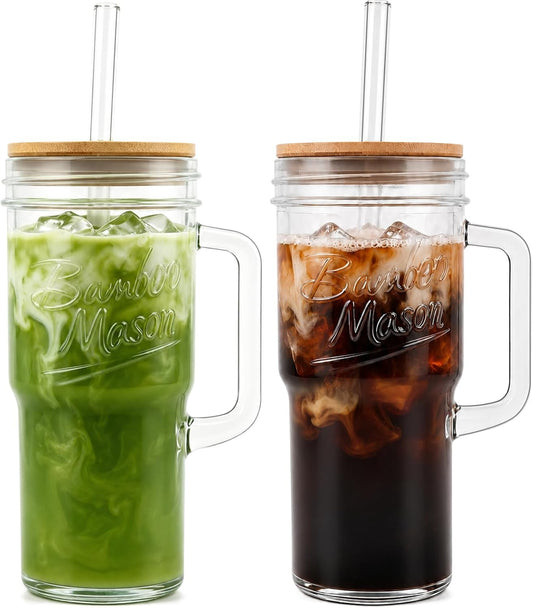 Bamboo Mason Jar with Handle - 24 oz product image 1