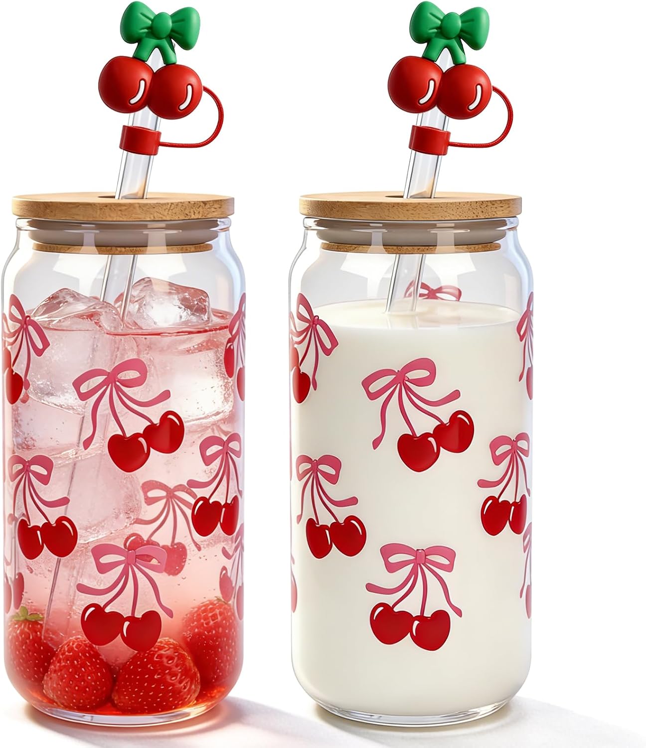 B0D4V3Z6XK|Cherry Bows 18 oz glass cup 2 pack|image-1
