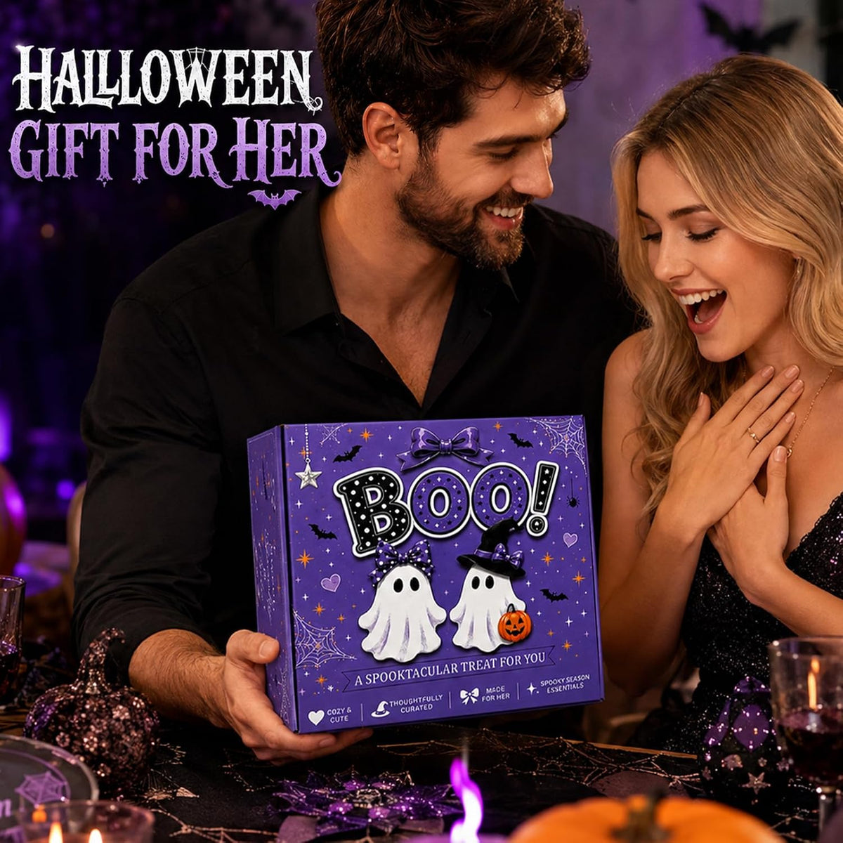 Purple Halloween Boo Basket with Glass Cup and Blanket - product image 8