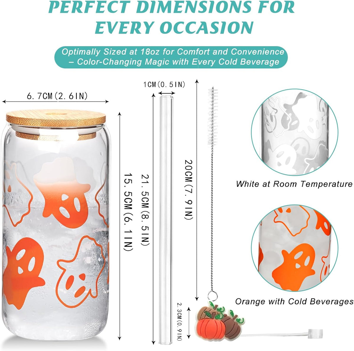 Color Changing Orange Ghost Glass Cup - 18 oz - product image 6
