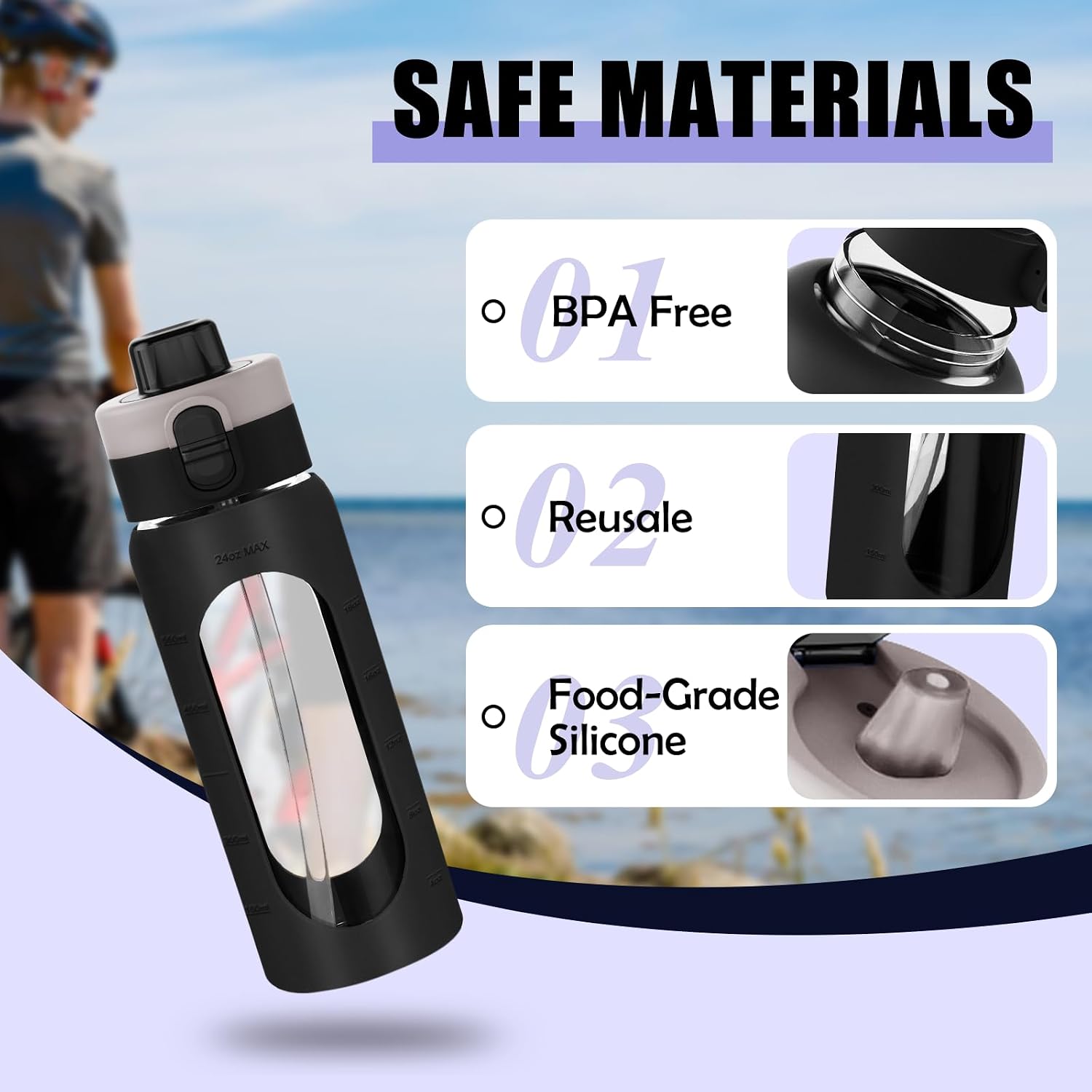 Glass Sports Water Bottle - 24 oz product image 5