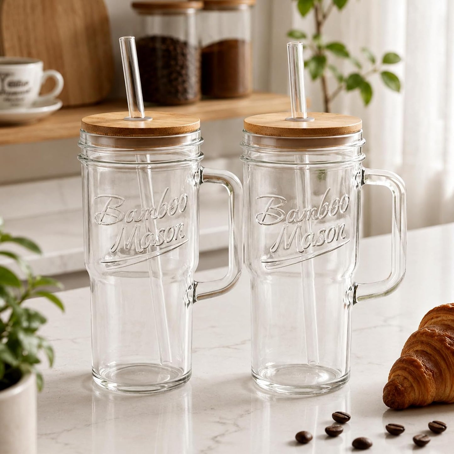 Bamboo Mason Jar with Handle - 24 oz product image 8