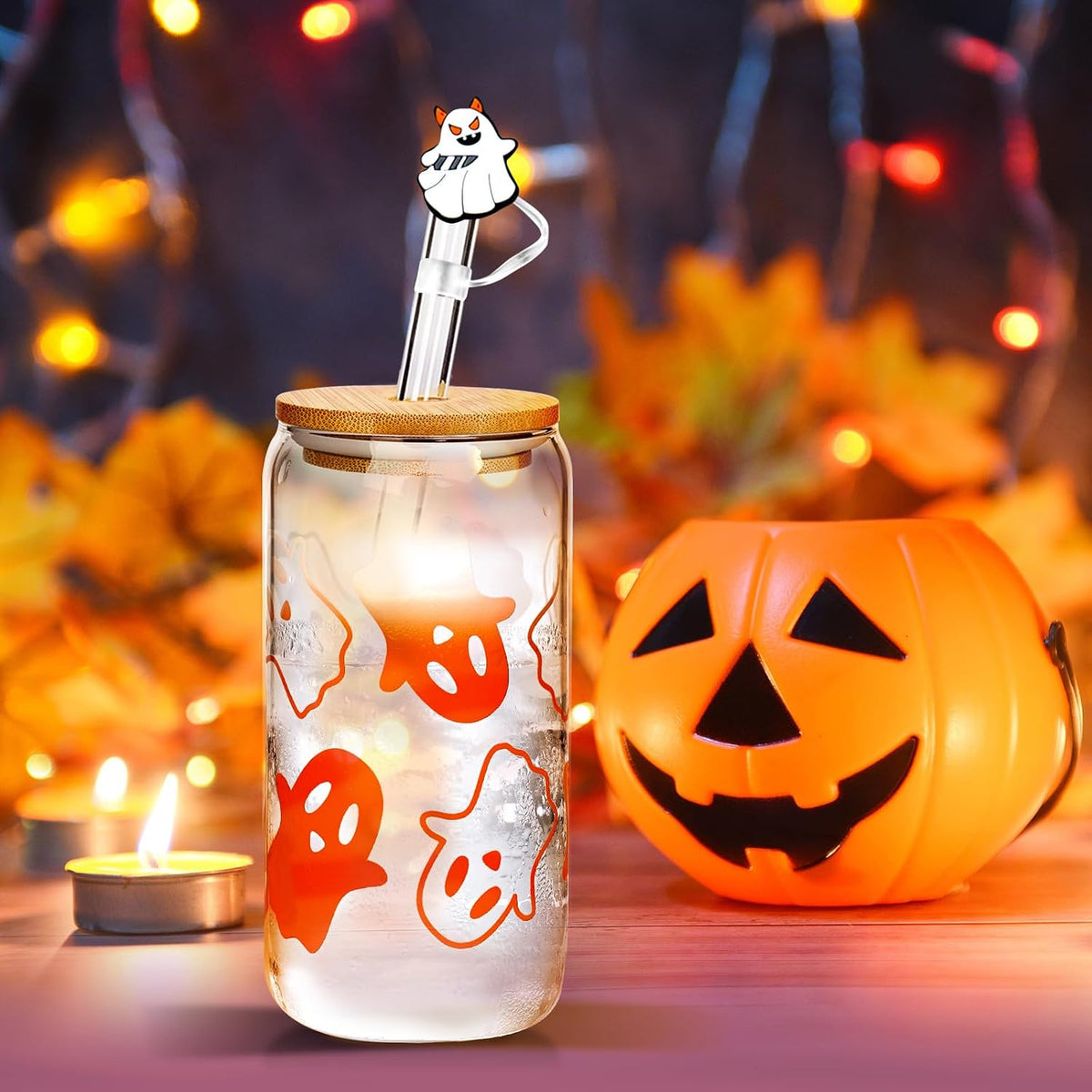 Color Changing Orange Ghost Glass Cup - 18 oz - product image 5