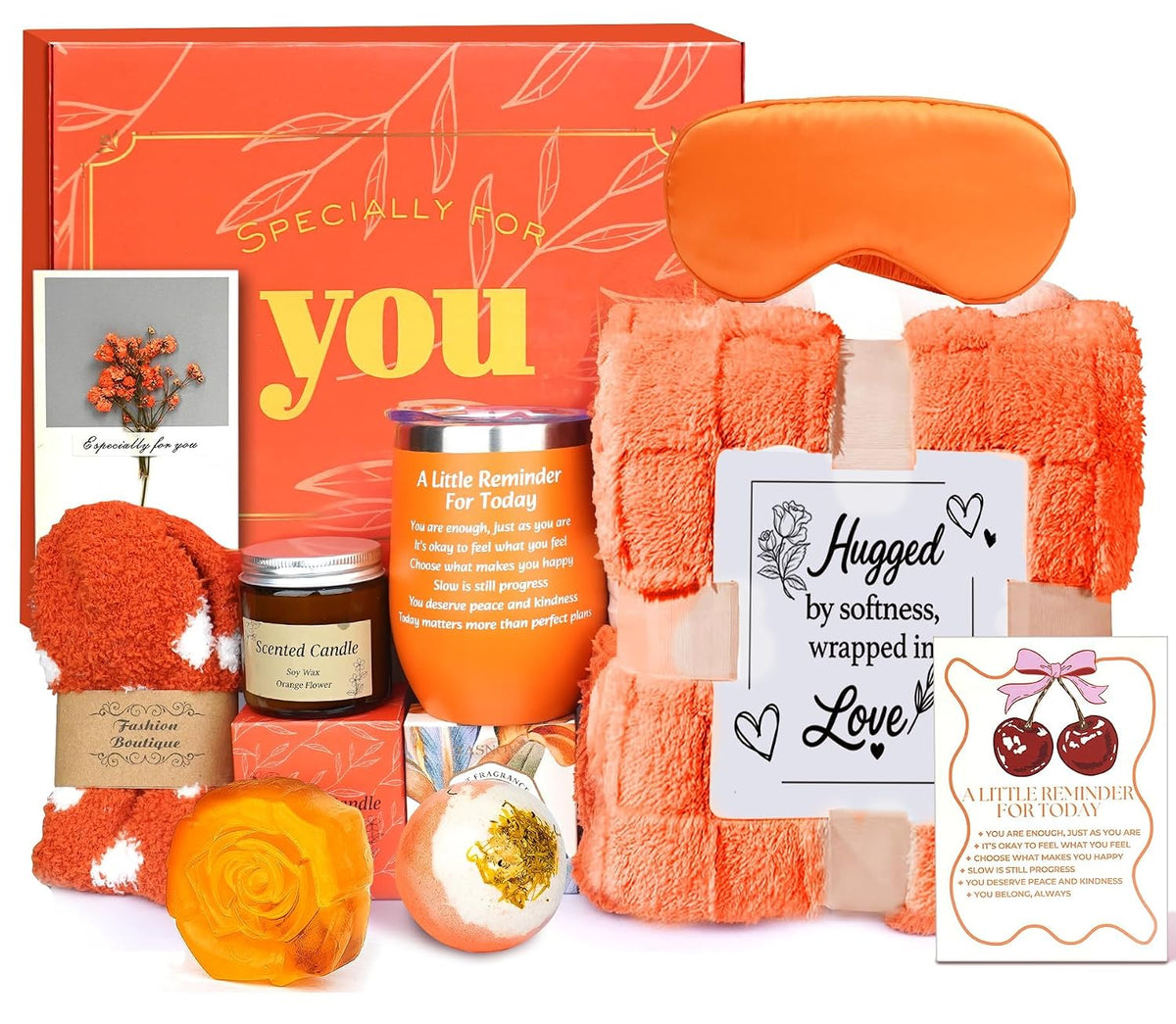 Orange Fall Self-Care Gift Set with Blanket - product image 1