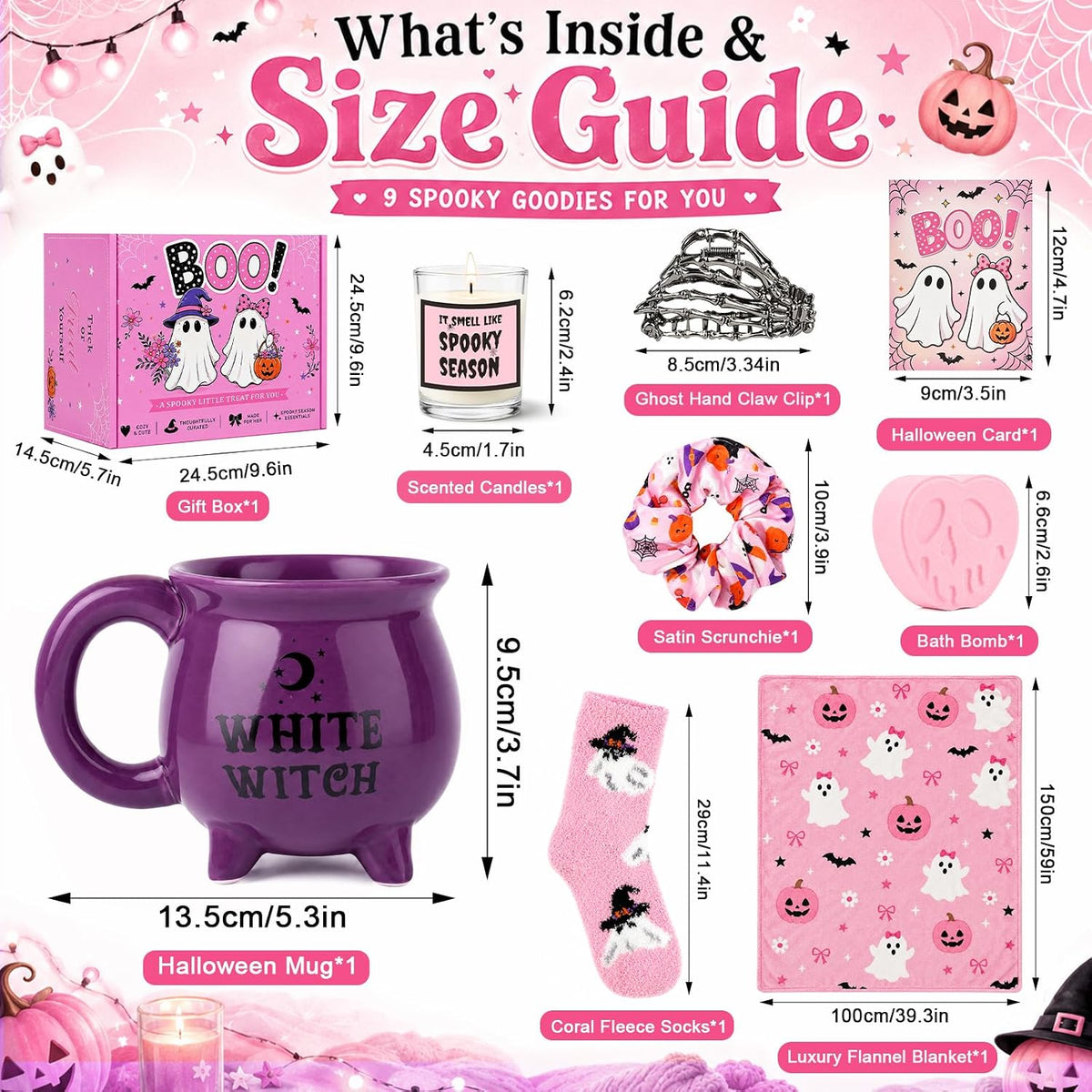 Pink Halloween Boo Basket with Cauldron Mug and Blanket - product image 2