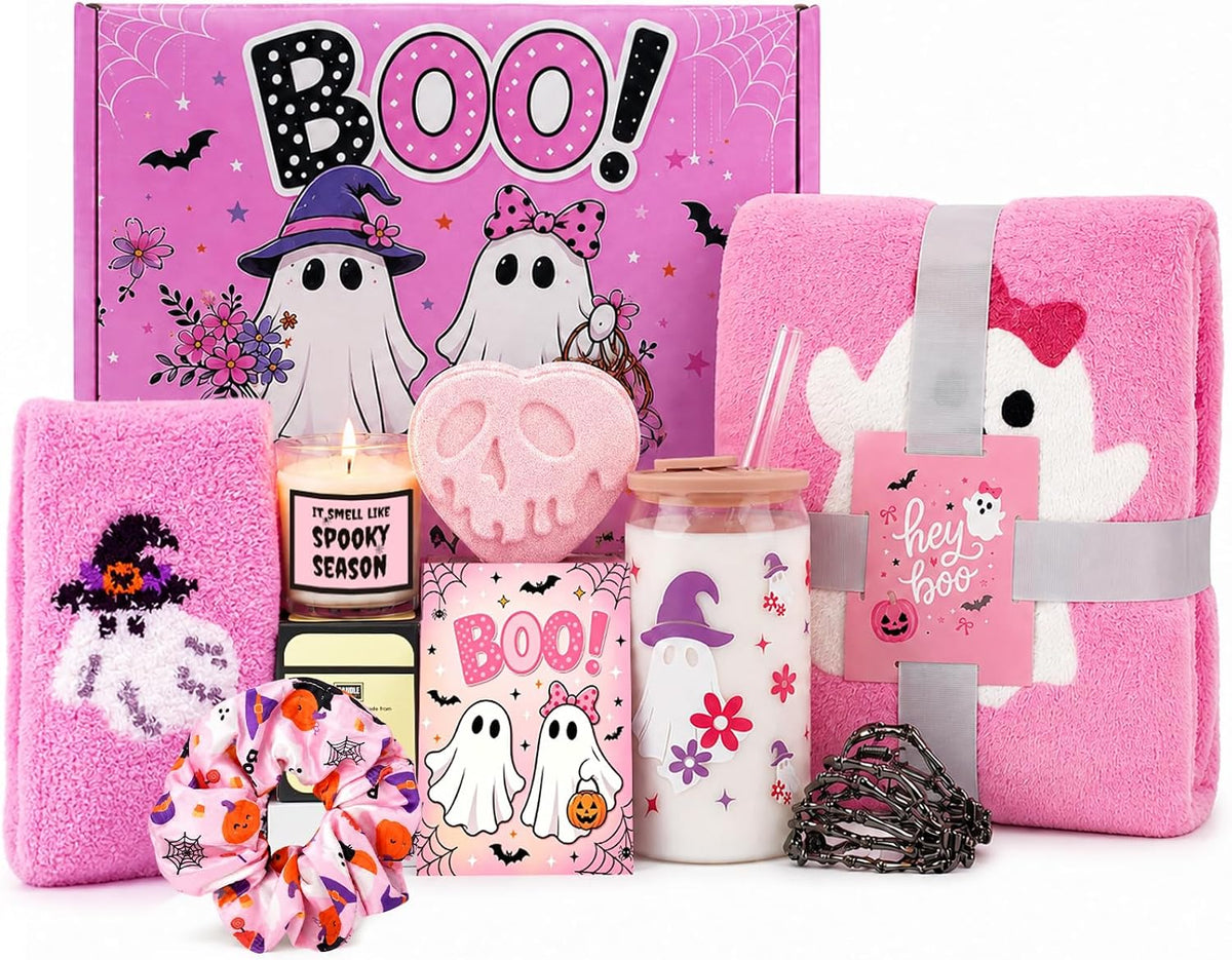 Pink Halloween Boo Basket Gift Set with Blanket - product image 1