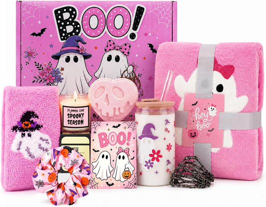 Pink Halloween Boo Basket Gift Set with Blanket - product image 1